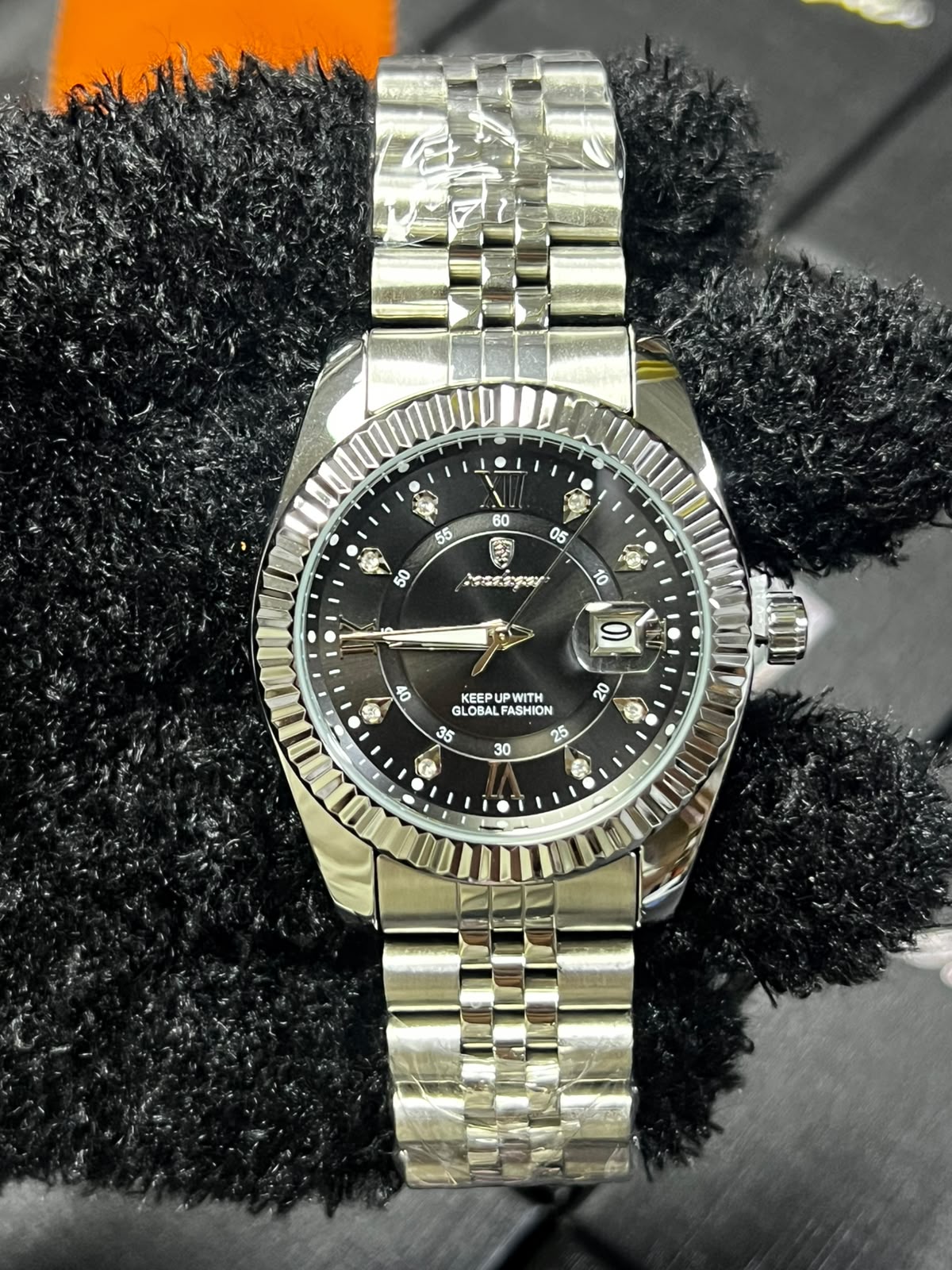 Reloj POEDAGAR 910B negro con esfera negra y caja plata para hombre