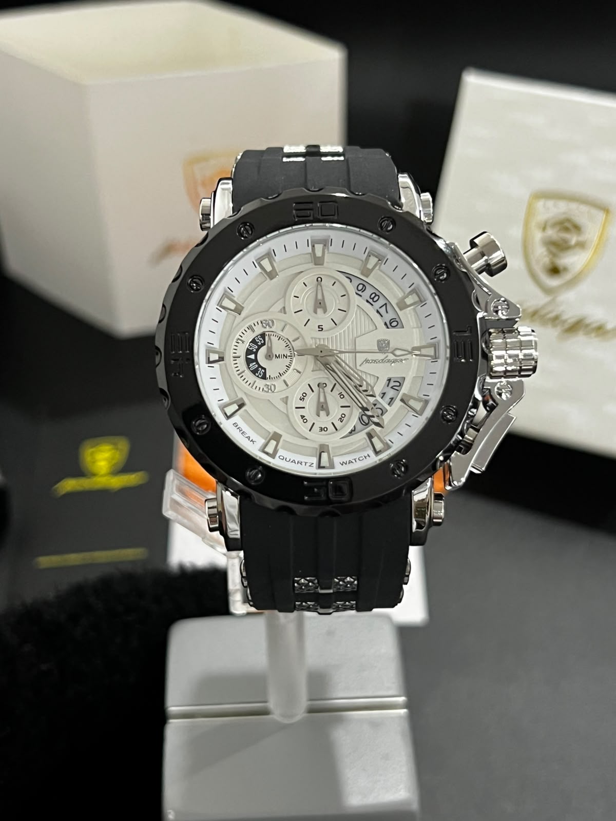 Reloj POEDAGAR 892B plata con esfera blanca para hombre