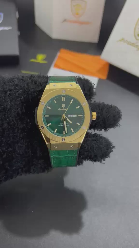 Video reloj POEDAGAR 952B dorado con esfera verde