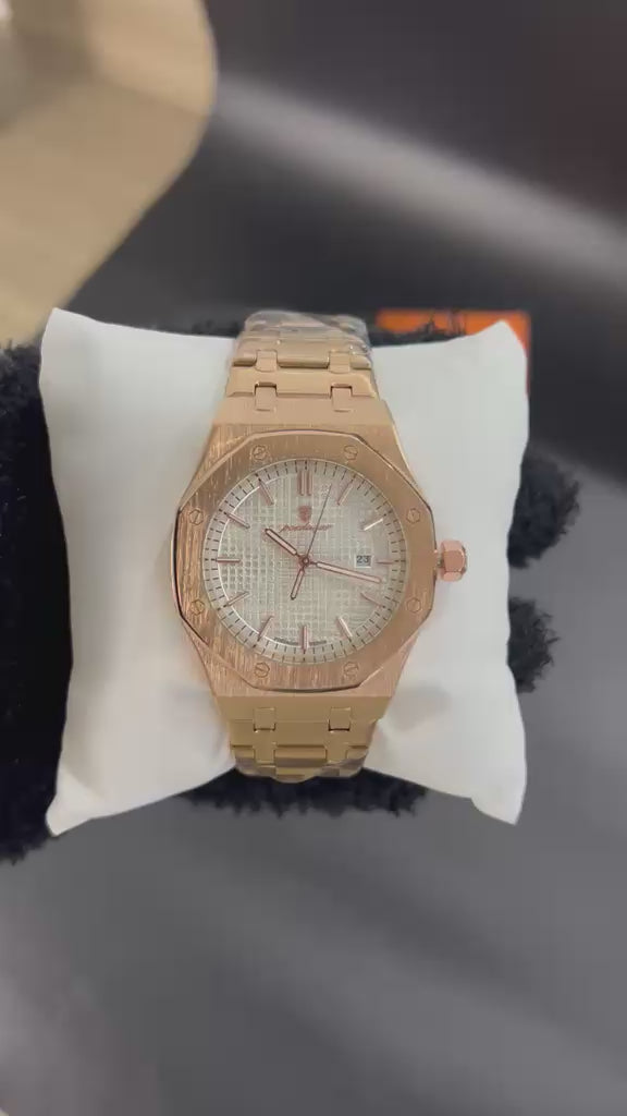 Video reloj POEDAGAR 924B dorado con esfera blanca